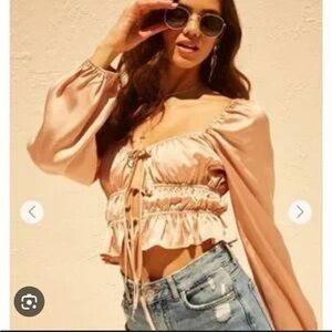 Elegant Women's Tan Ruched Top